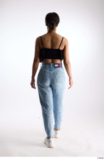 Jimena  1 back view black ruffled crop top blue…